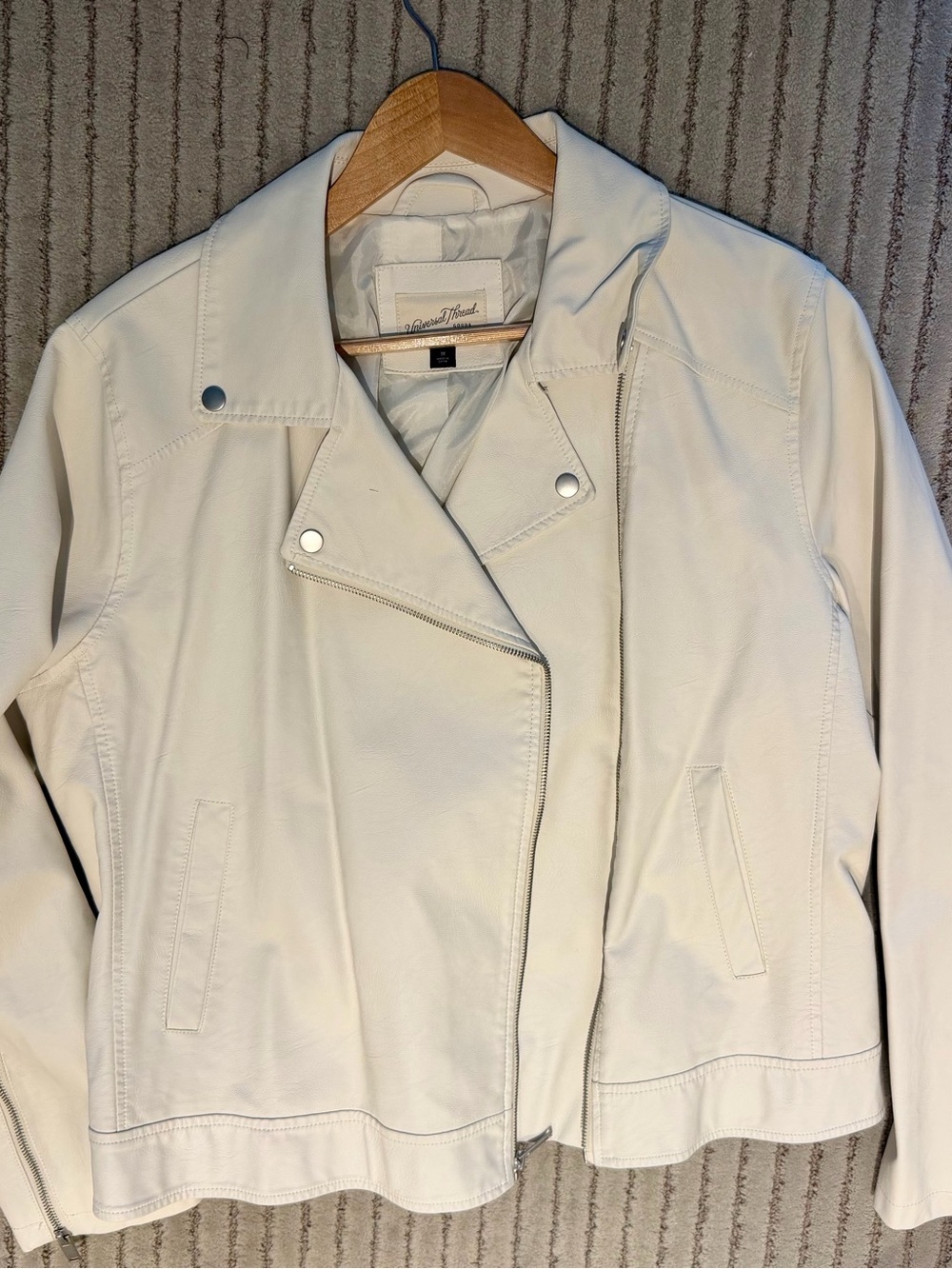 Universal Thread Cream Moto-Style Leather Jacket
